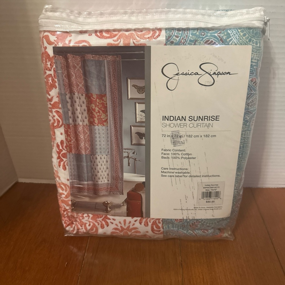 Jessica Simpson Indian Sunrise Shower Curtain Multicolor 72x72” polyester/cotton